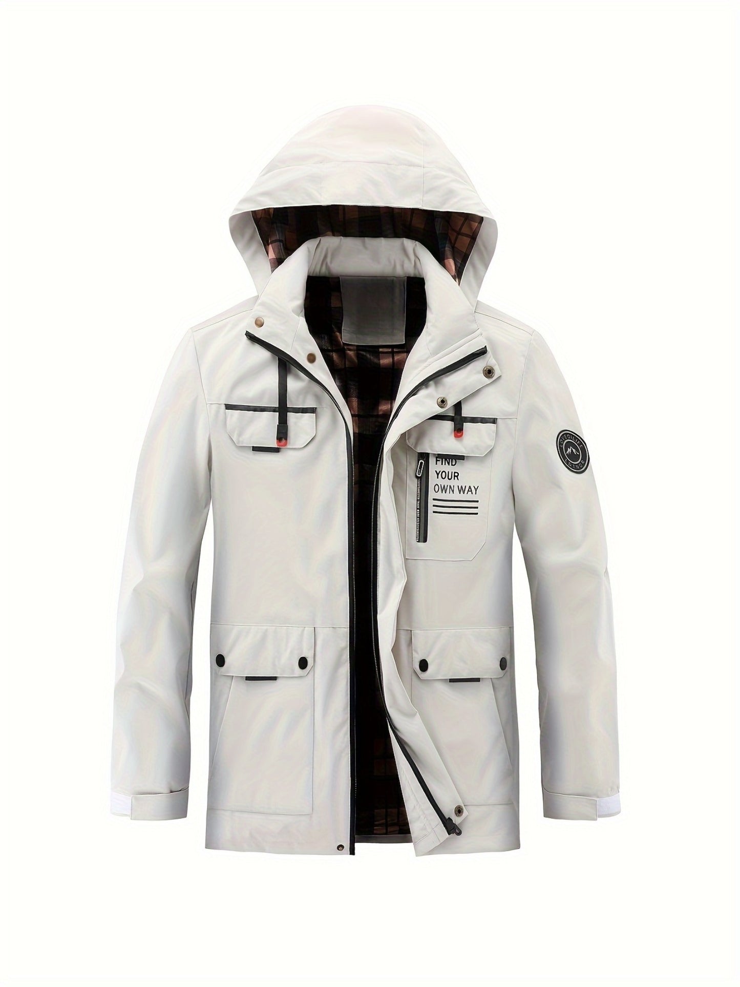 Adventure | Men's Lightweight Windproof Hooded Jacket with Multi-Functional Pockets - "FORGE YOUR OWN WAY" Design, Ideal for Spring/Fall Outdoor Activities, Hiking & Camping, Camping Gear | Minimalist Jacket, Hiking Accessori