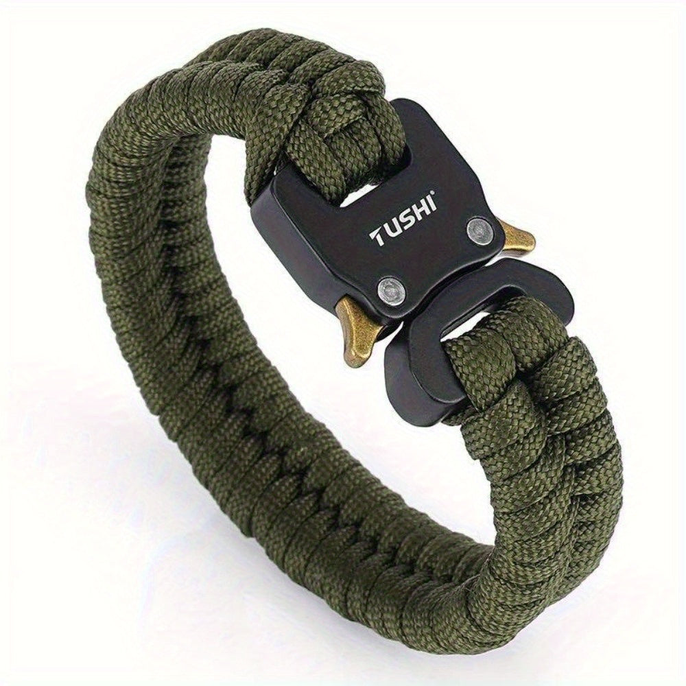 Men's 7-Core Braided Paracord Survival Bracelet with Plastic Buckle - 122lb Tensile Strength, Black Outdoor Camping Hiking Bracelet for Emergency Preparedness & Travel Accessories, Camping Gear, Robust Design, Highquality Con