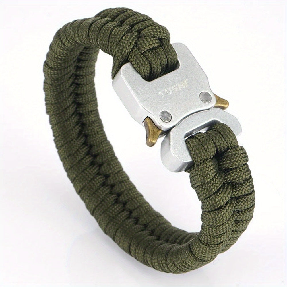 Men's 7-Core Braided Paracord Survival Bracelet with Plastic Buckle - 122lb Tensile Strength, Black Outdoor Camping Hiking Bracelet for Emergency Preparedness & Travel Accessories, Camping Gear, Robust Design, Highquality Con