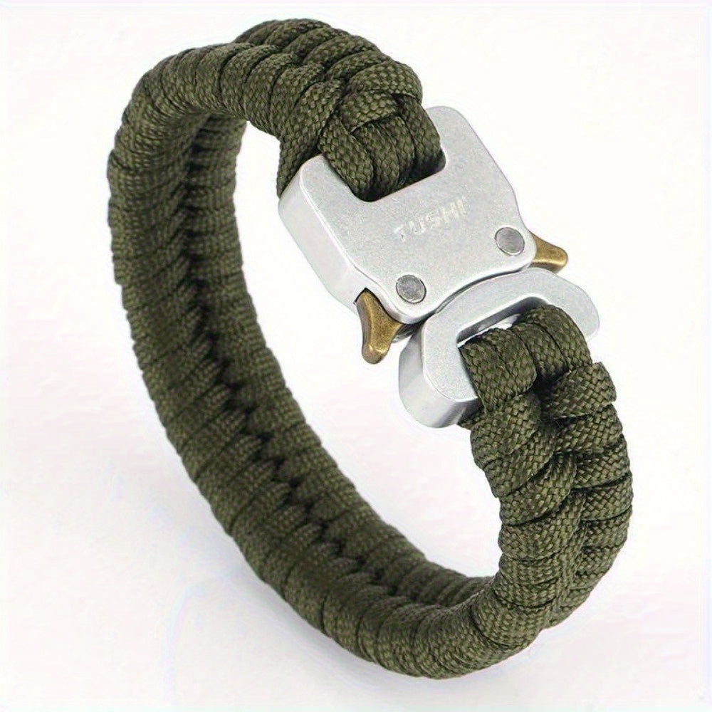 Men's 7-Core Braided Paracord Survival Bracelet with Plastic Buckle - 122lb Tensile Strength, Black Outdoor Camping Hiking Bracelet for Emergency Preparedness & Travel Accessories, Camping Gear, Robust Design, Highquality Con