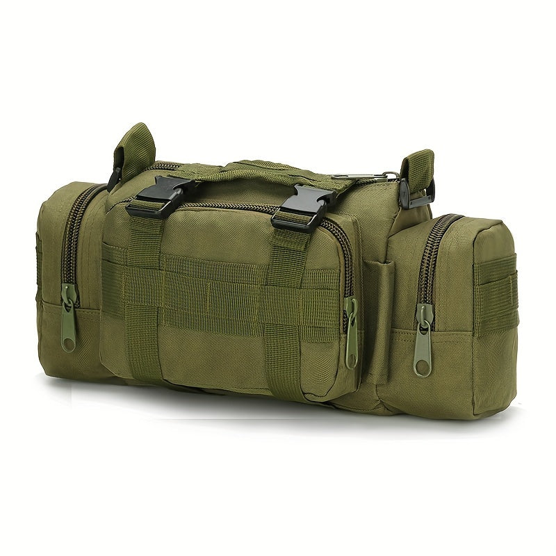 Durable 600D Nylon Crossbody Bag for Outdoor Activities - Fishing, Hiking, Camping Shoulder Pouch with Adjustable Strap, Multiple Camo Patterns, Black, Camping Gear | Camouflage Pattern | Tactical Gear