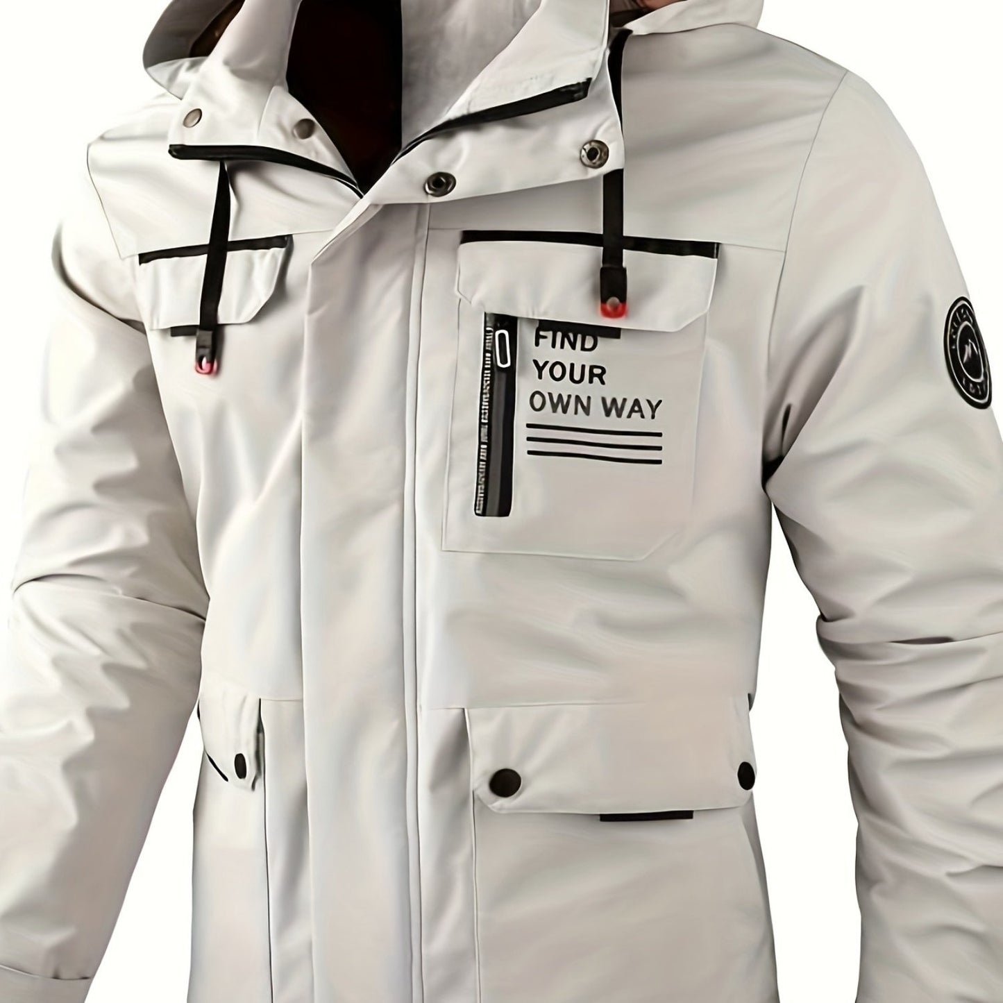 Adventure | Men's Lightweight Windproof Hooded Jacket with Multi-Functional Pockets - "FORGE YOUR OWN WAY" Design, Ideal for Spring/Fall Outdoor Activities, Hiking & Camping, Camping Gear | Minimalist Jacket, Hiking Accessori