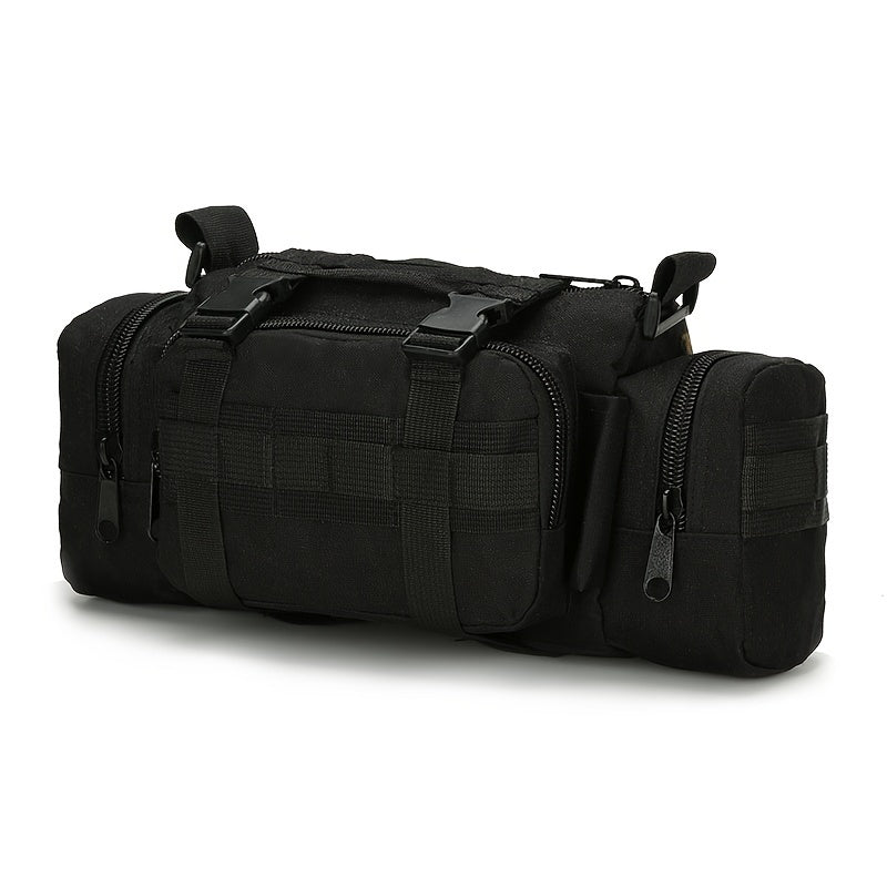Durable 600D Nylon Crossbody Bag for Outdoor Activities - Fishing, Hiking, Camping Shoulder Pouch with Adjustable Strap, Multiple Camo Patterns, Black, Camping Gear | Camouflage Pattern | Tactical Gear