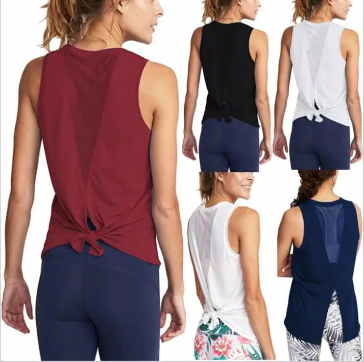 Women Yoga Shirts Tank Top Gym Sports Running Athletic Active Stretch Workout Vest Quick Drying Clothes Breathable Gauze 2020