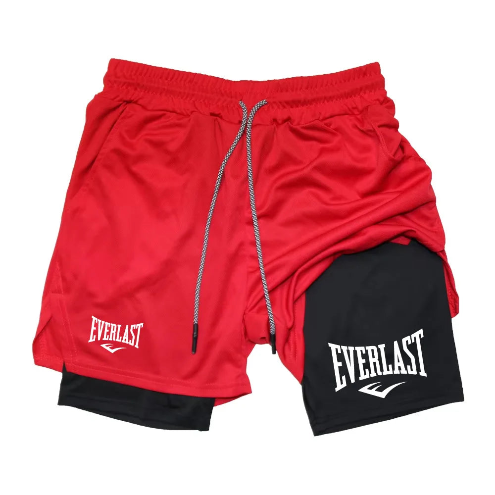 Men Running Shorts 2 In 1 Double-deck Sport Shorts Gym Fitness Short Pants Training Jogging Bottom Men's Clothing RL0615