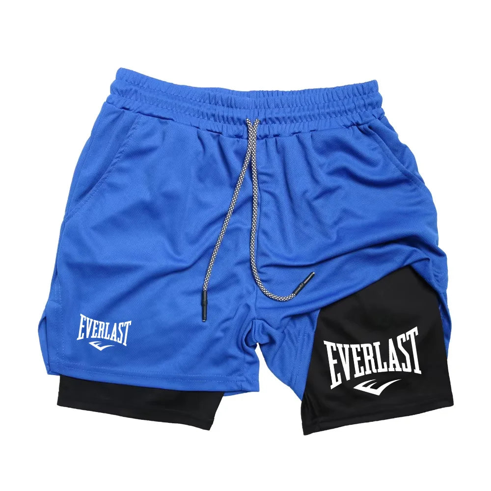 Men Running Shorts 2 In 1 Double-deck Sport Shorts Gym Fitness Short Pants Training Jogging Bottom Men's Clothing RL0615