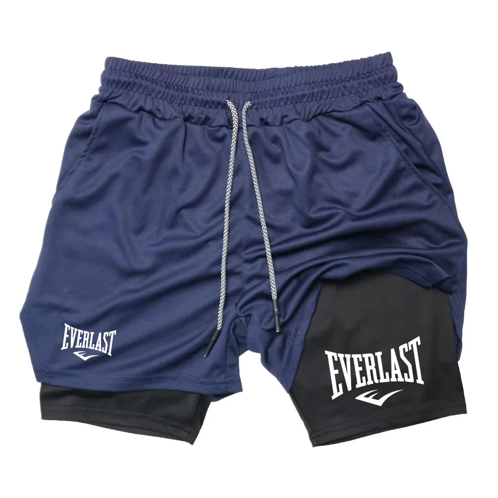 Men Running Shorts 2 In 1 Double-deck Sport Shorts Gym Fitness Short Pants Training Jogging Bottom Men's Clothing RL0615