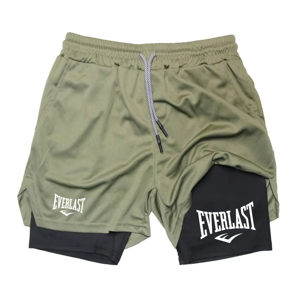 Men Running Shorts 2 In 1 Double-deck Sport Shorts Gym Fitness Short Pants Training Jogging Bottom Men's Clothing RL0615