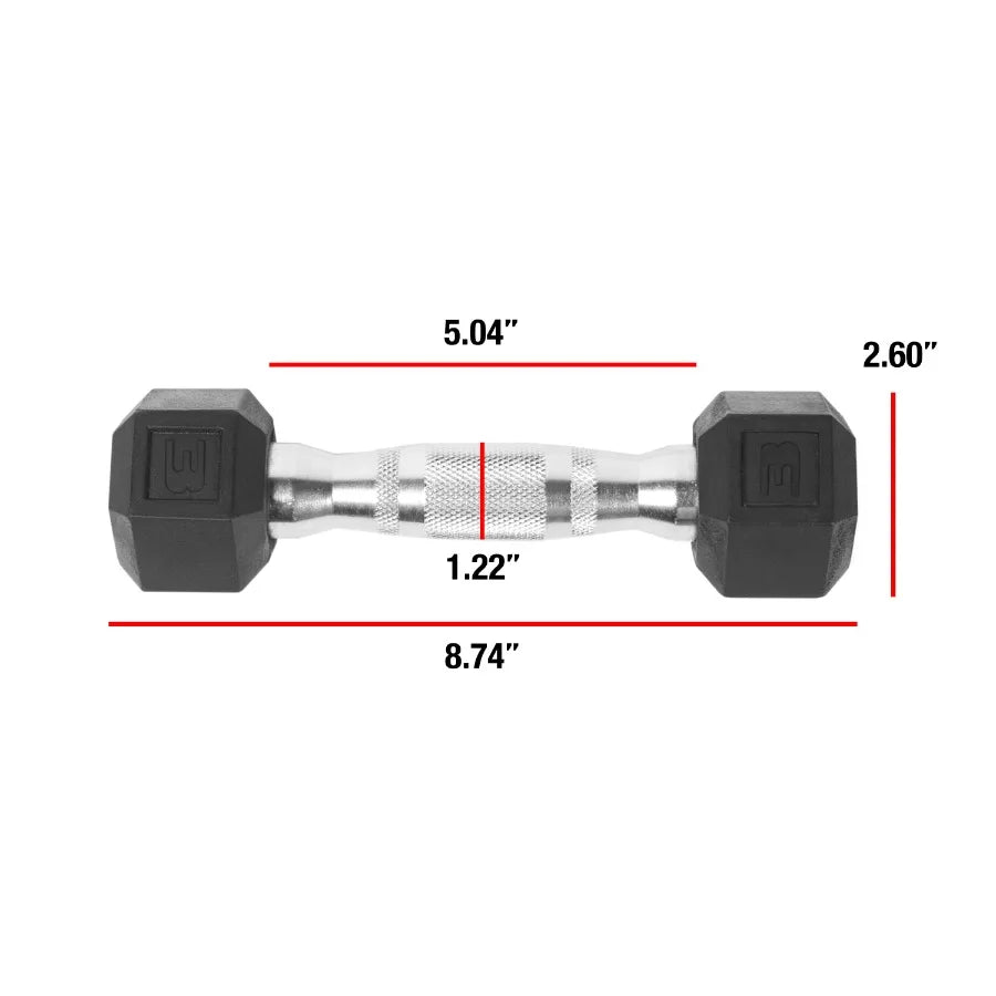2 pack Barbell 3lb Rubber Hex Dumbbell Single