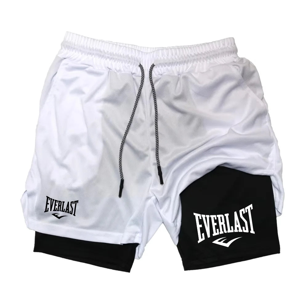 Men Running Shorts 2 In 1 Double-deck Sport Shorts Gym Fitness Short Pants Training Jogging Bottom Men's Clothing RL0615