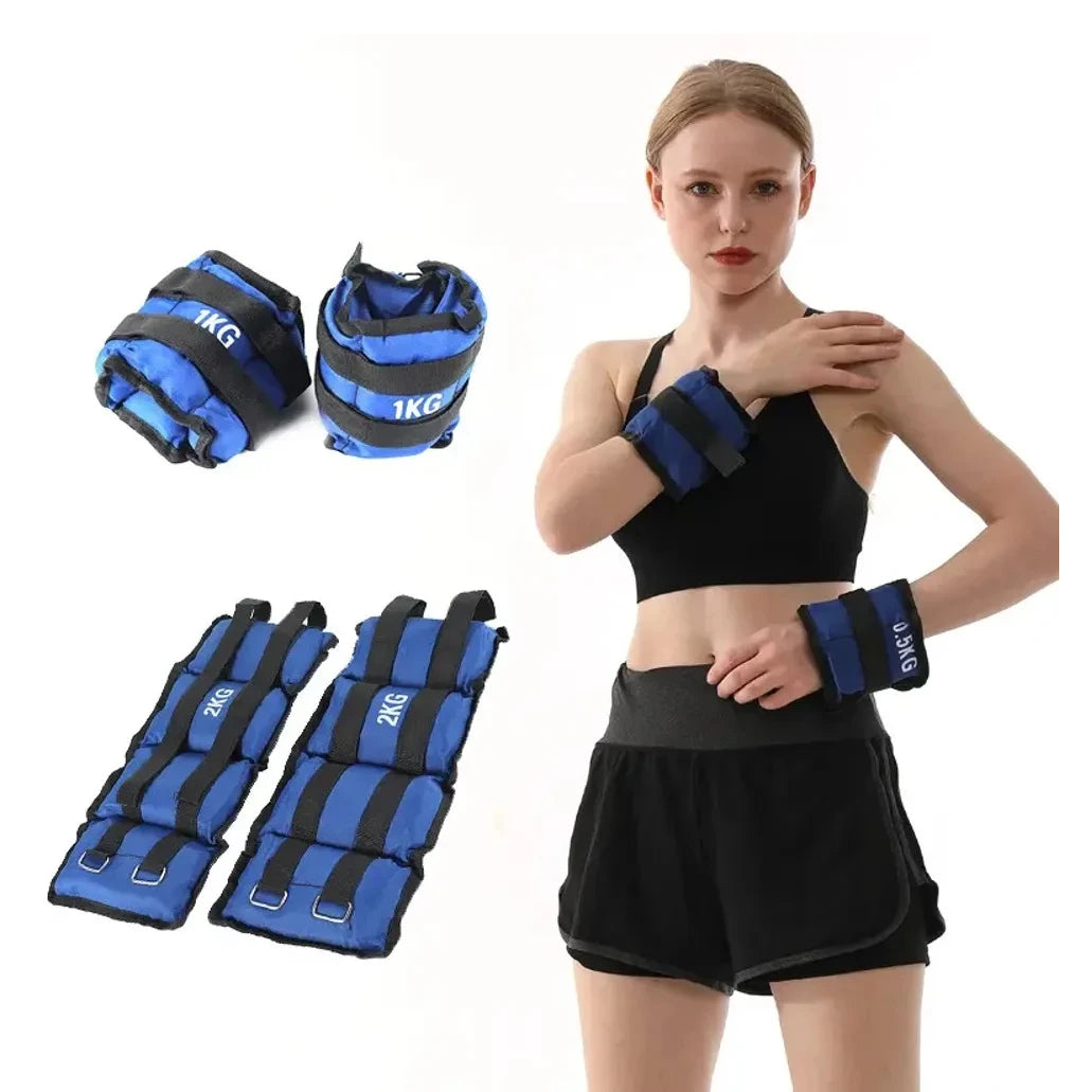 ankle and wrist weights from 1 to 5 kilos, adjustable double strap lasters, for fitness exercise gym training