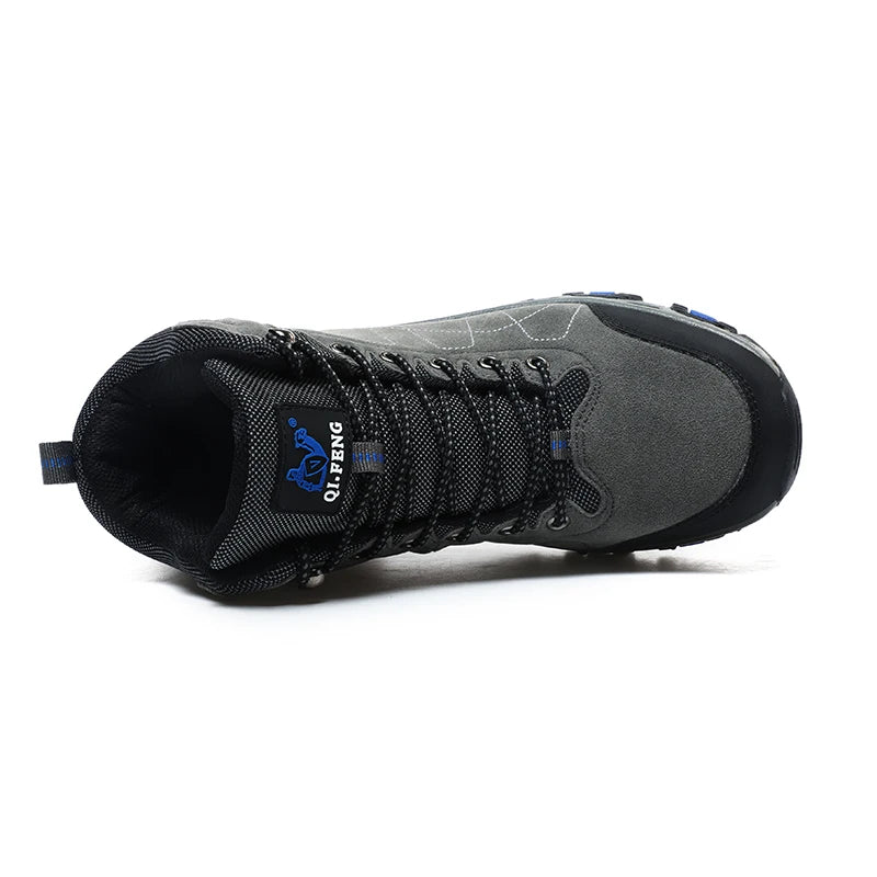 Hiking Sneakers Men Autumn Winter Outdoor Shoes Warm Fur Non Slip Fashion Cowboy Lace Up Ankle Padded Boots Felt Snow Footwear