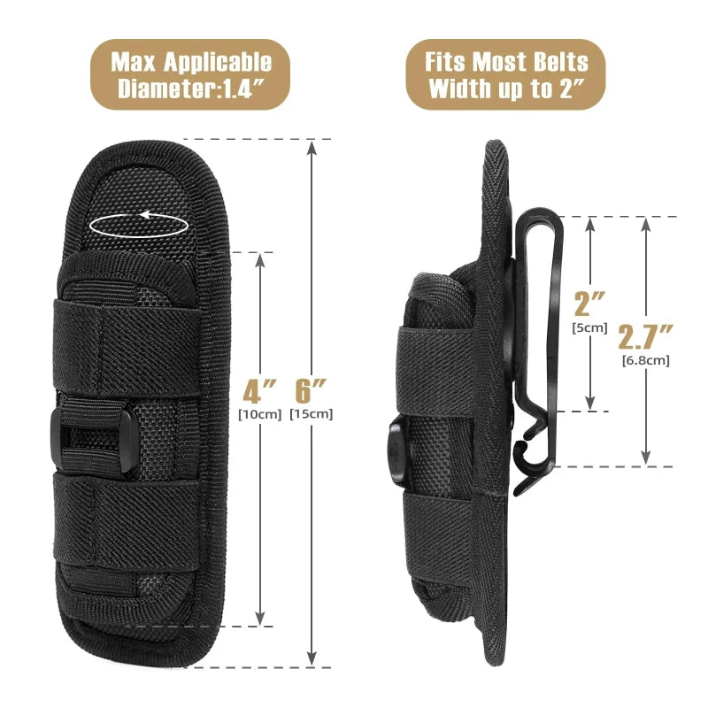 360-degree Rotating Belt Flashlight Bag, Outdoor Mountain Climbing and Hiking Flashlight Storage, Elastic Multi-purpose Tool Kit