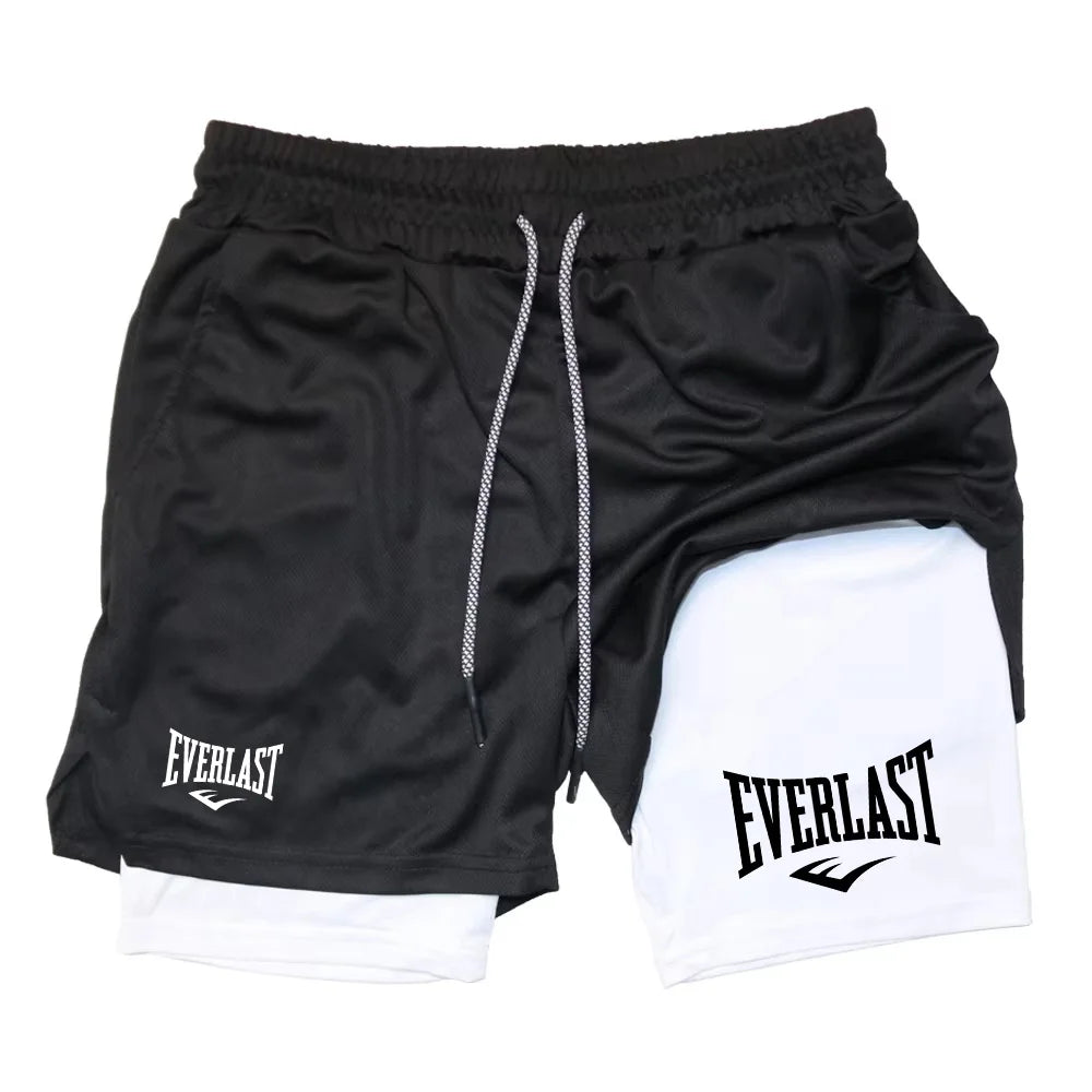Men Running Shorts 2 In 1 Double-deck Sport Shorts Gym Fitness Short Pants Training Jogging Bottom Men's Clothing RL0615