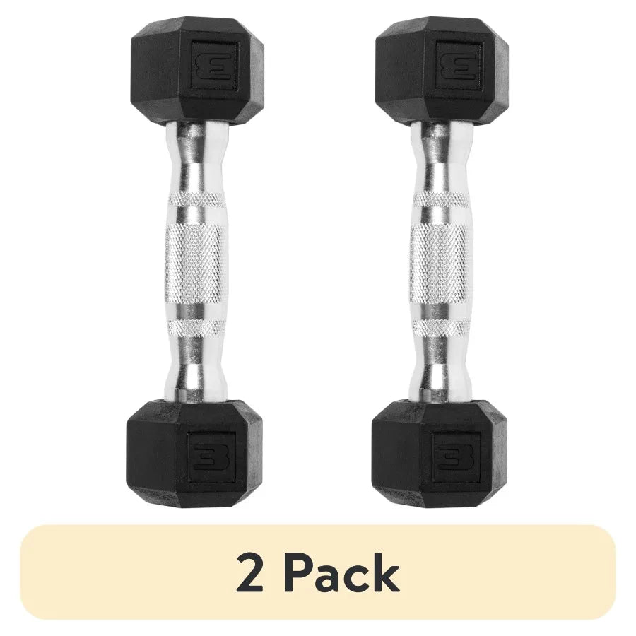 2 pack Barbell 3lb Rubber Hex Dumbbell Single