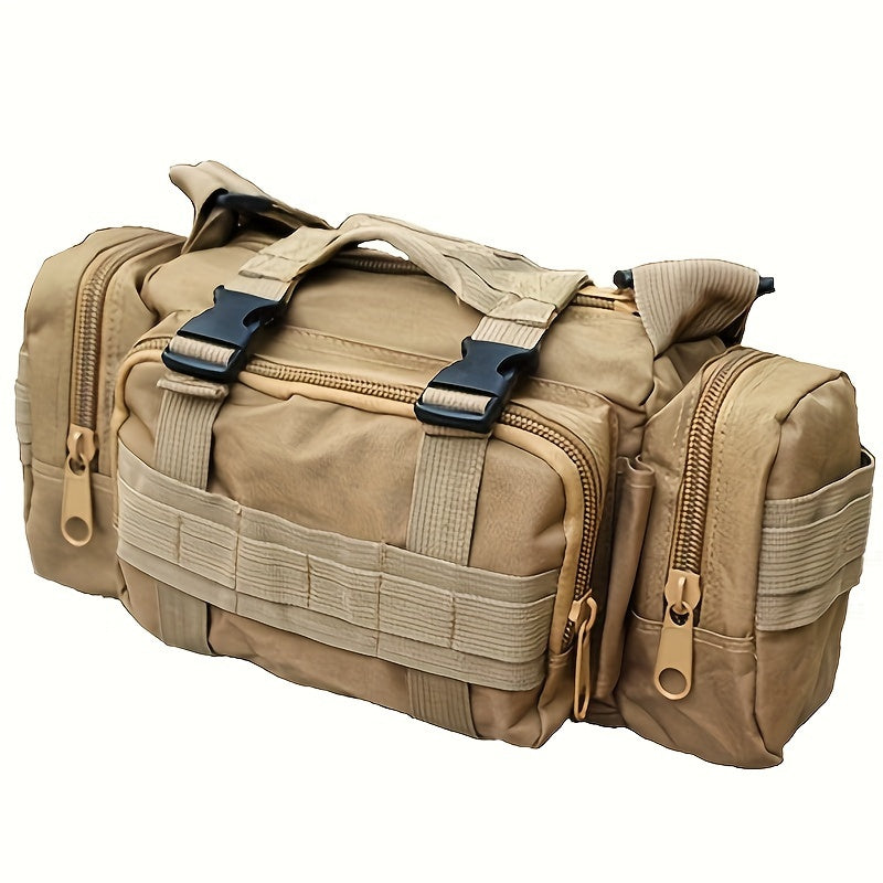 Durable 600D Nylon Crossbody Bag for Outdoor Activities - Fishing, Hiking, Camping Shoulder Pouch with Adjustable Strap, Multiple Camo Patterns, Black, Camping Gear | Camouflage Pattern | Tactical Gear