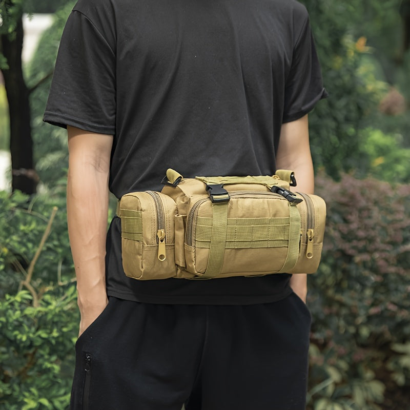 Durable 600D Nylon Crossbody Bag for Outdoor Activities - Fishing, Hiking, Camping Shoulder Pouch with Adjustable Strap, Multiple Camo Patterns, Black, Camping Gear | Camouflage Pattern | Tactical Gear