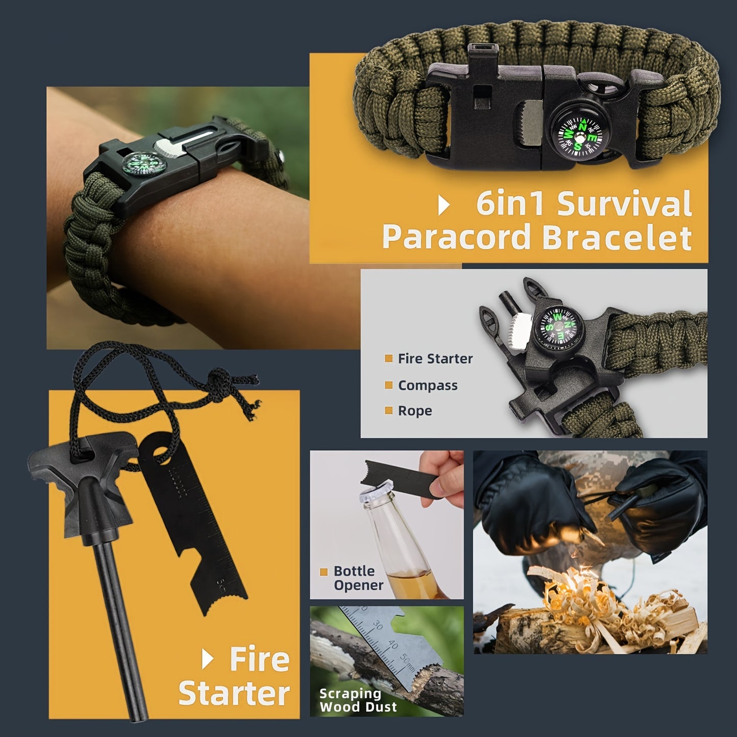 Lovewe Survival Kit, Gifts For Men Dad Husband Fathers Day, Emergency Survival Gear And Equipment 12 In 1, Fishing Camping Gear For Men, Camping Accessories, Cool Gadget, Camping Essentials