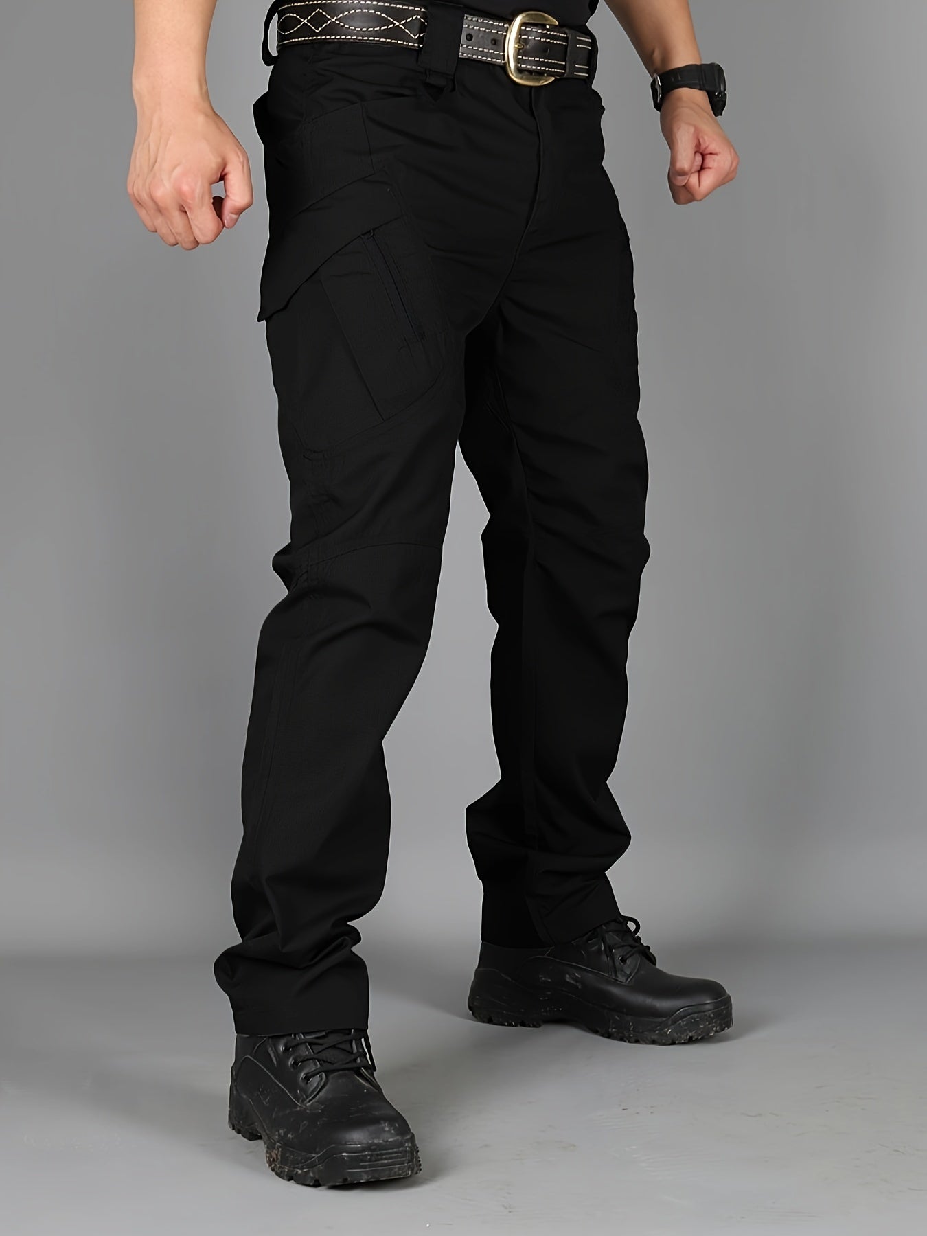[Tactical Cargo Pants] Lightweight Tactical Men's Cargo Pants | Breathable Polyester, Multiple Pockets, Solid Color Design, Outdoor Hiking, Training, Fishing - Durable Fabric, Multi-Functional, Sporty Style, Camping Gear