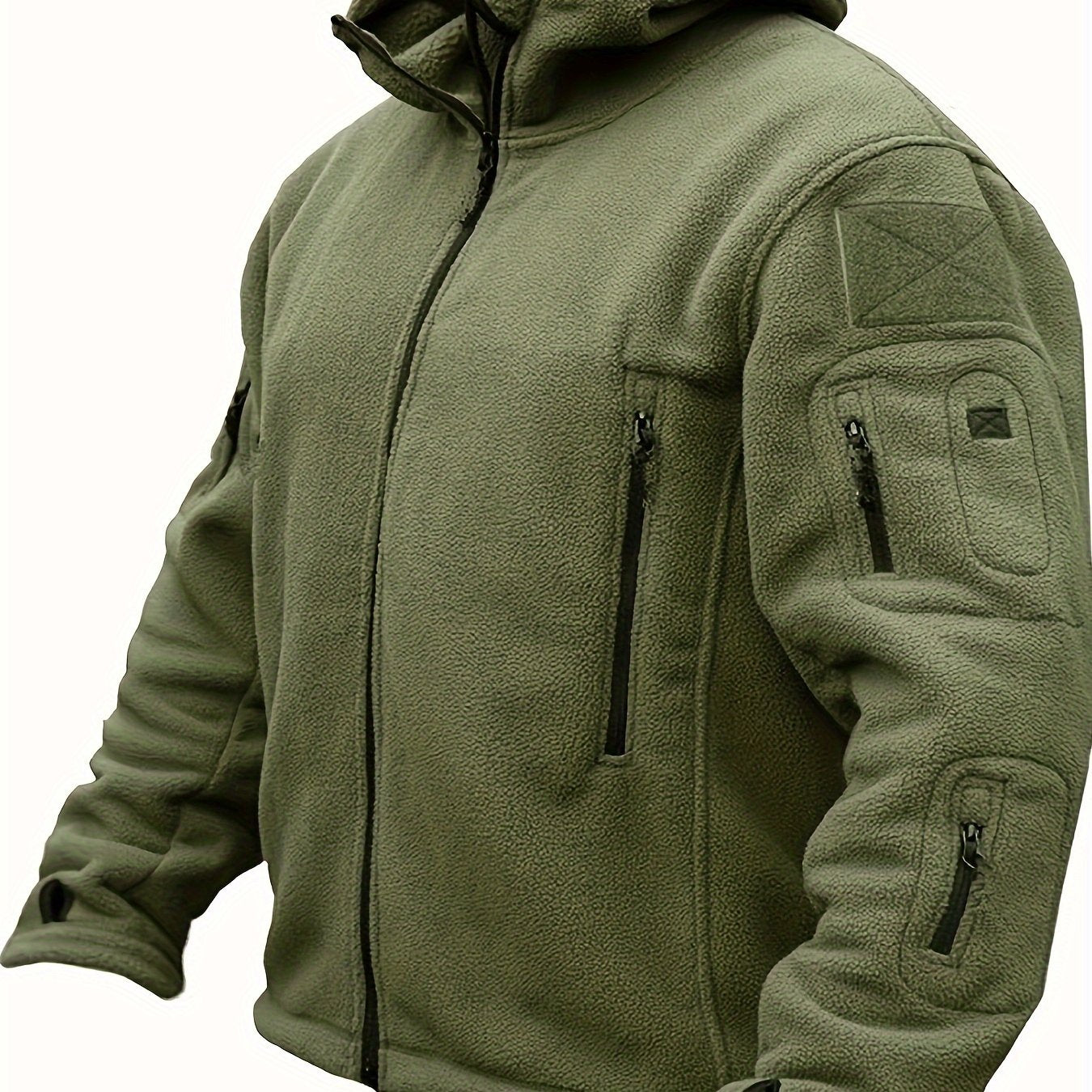 Men's Tactical Hooded Jacket - Warm, Windproof Outdoor Adventure Gear with Multiple Zip Pockets, Adjustable Straps, and Hook-and-loop Fastener Patches, Ideal for Hiking & Casual Wear, Khaki, Tactical Clothing|Sporty Hooded Ja
