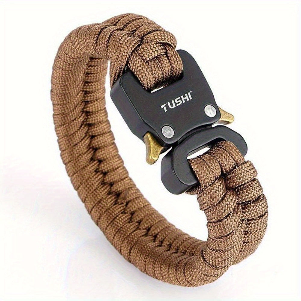 Men's 7-Core Braided Paracord Survival Bracelet with Plastic Buckle - 122lb Tensile Strength, Black Outdoor Camping Hiking Bracelet for Emergency Preparedness & Travel Accessories, Camping Gear, Robust Design, Highquality Con