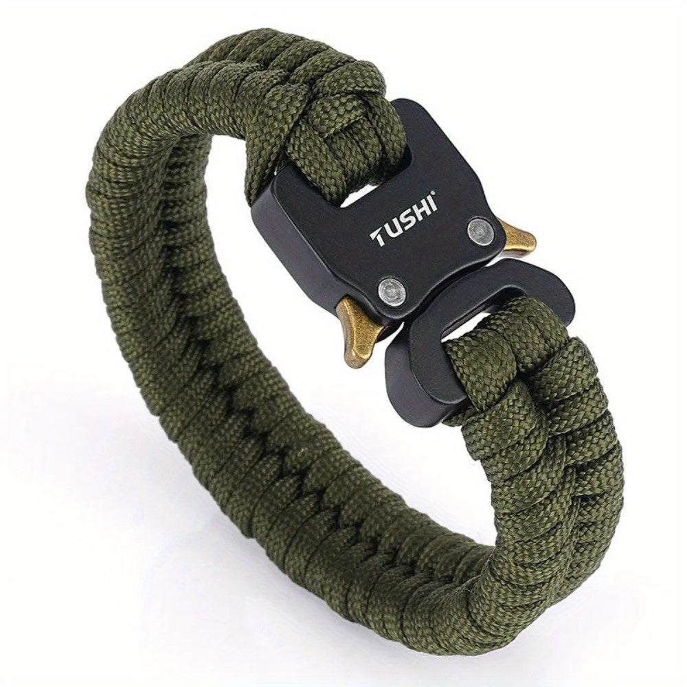 Men's 7-Core Braided Paracord Survival Bracelet with Plastic Buckle - 122lb Tensile Strength, Black Outdoor Camping Hiking Bracelet for Emergency Preparedness & Travel Accessories, Camping Gear, Robust Design, Highquality Con