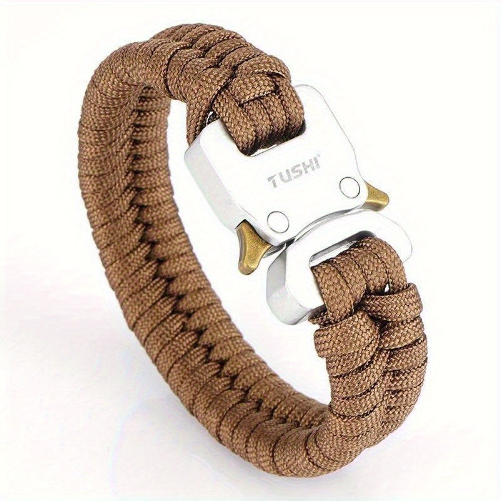 Men's 7-Core Braided Paracord Survival Bracelet with Plastic Buckle - 122lb Tensile Strength, Black Outdoor Camping Hiking Bracelet for Emergency Preparedness & Travel Accessories, Camping Gear, Robust Design, Highquality Con