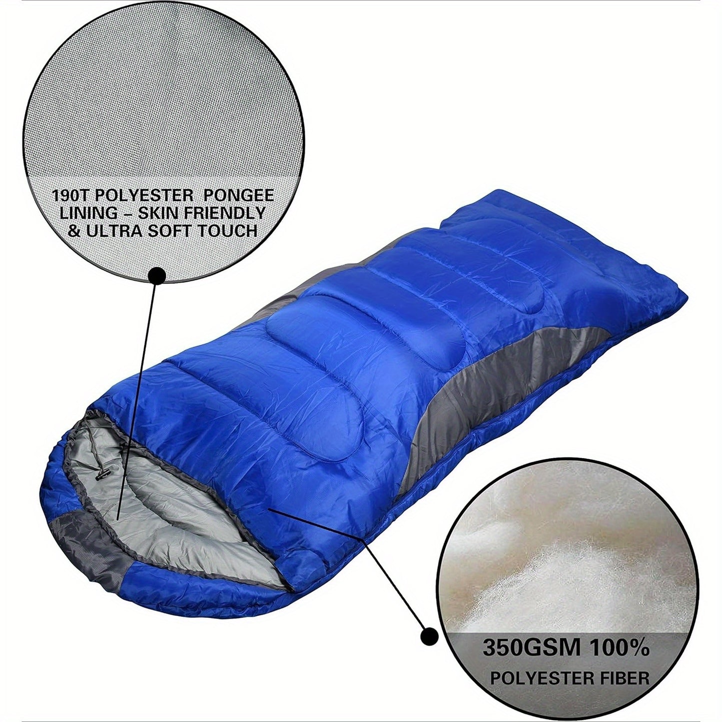 0-Degree Winter Sleeping Bag for Adults - 450GSM Cold Weather Camping Gear with High Quality Compression Sack, Envelope Hoodie Design for Big & Tall, 4-Season Lightweight & Machine Washable for Backpacking Hiking Outdoor Adve