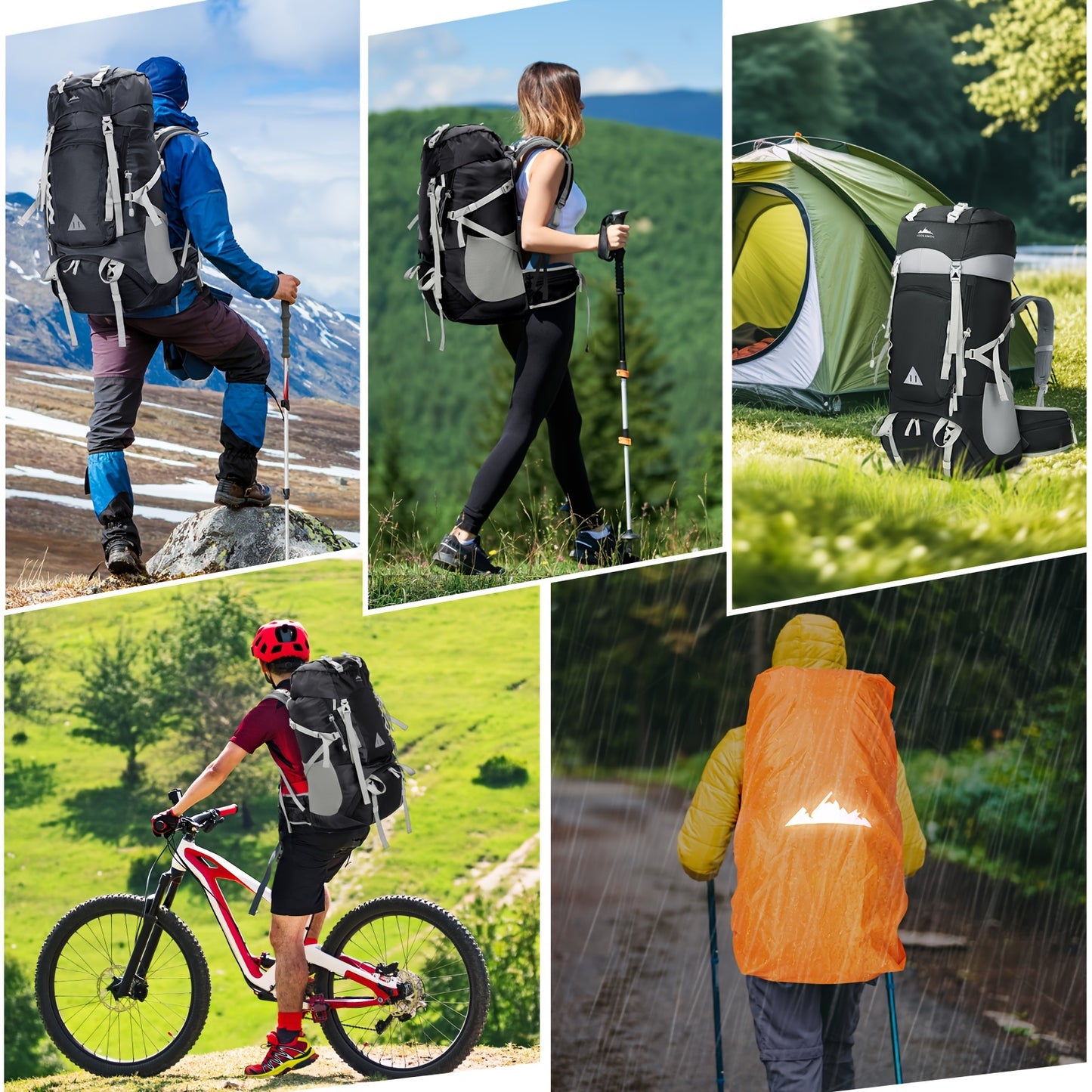 IGOLUMON 15.85gal Waterproof Hiking & Camping Backpack with Rain Cover - Lightweight Large Capacity Backpack, Adjustable Straps, Multiple Compartments, Durable Polyester for Outdoor Travel, Men & Women, Camping Gear | Functio