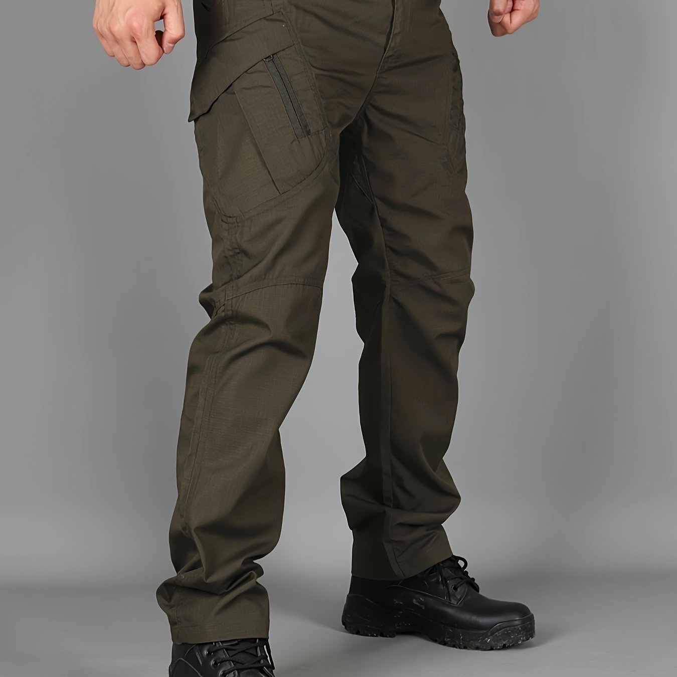 [Tactical Cargo Pants] Lightweight Tactical Men's Cargo Pants | Breathable Polyester, Multiple Pockets, Solid Color Design, Outdoor Hiking, Training, Fishing - Durable Fabric, Multi-Functional, Sporty Style, Camping Gear