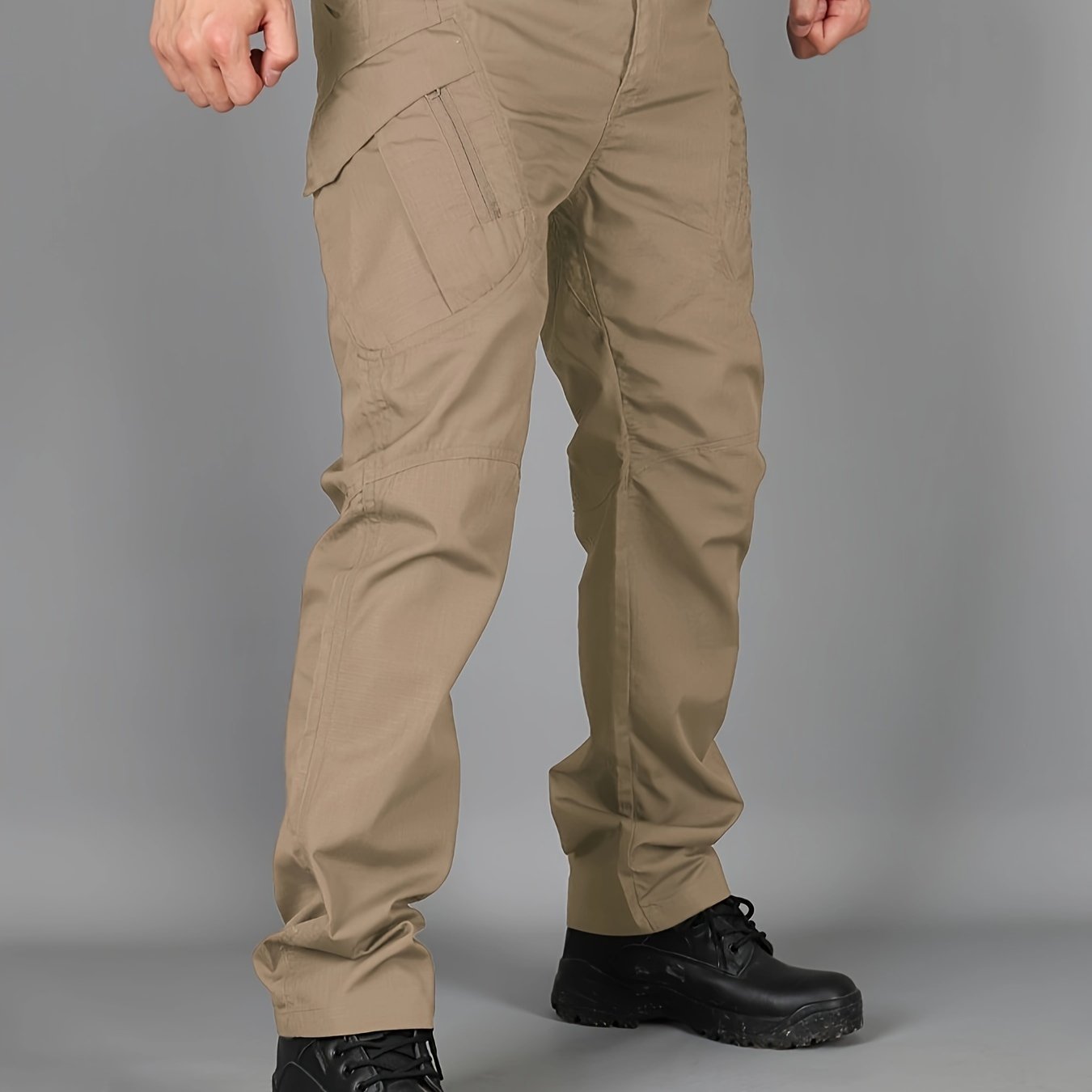 [Tactical Cargo Pants] Lightweight Tactical Men's Cargo Pants | Breathable Polyester, Multiple Pockets, Solid Color Design, Outdoor Hiking, Training, Fishing - Durable Fabric, Multi-Functional, Sporty Style, Camping Gear