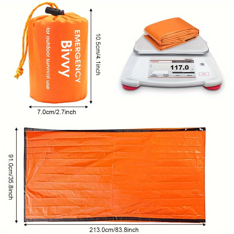 [Waterproof Survival Sack] 1/2pcs Emergency Bivy Survival Sack - Waterproof PE Material - All-Season Outdoor Camping Gear with Whistle, Hand Wash Only, Plain Weave, Normal Waterproof, Piping Embellishment, Camping Accessories