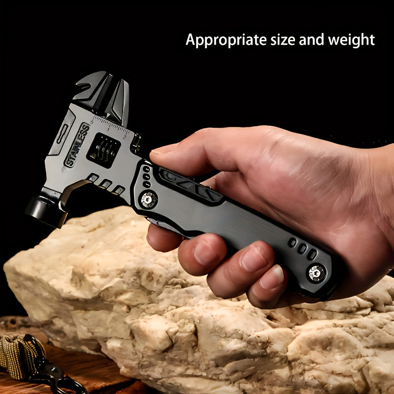 16-in-1 Multitool - Compact DIY Survival Multi Tool With Screwdriver Pliers Bottle Key Knife Adjustable Wrench, Perfect Valentine'S Day Gift For Dad And Boyfriend Cool Gadgets Camping Gear Pocket Tool Hammer Multitool