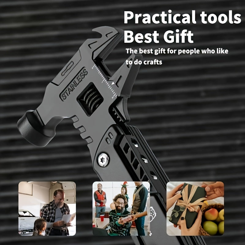 16-in-1 Multitool - Compact DIY Survival Multi Tool With Screwdriver Pliers Bottle Key Knife Adjustable Wrench, Perfect Valentine'S Day Gift For Dad And Boyfriend Cool Gadgets Camping Gear Pocket Tool Hammer Multitool
