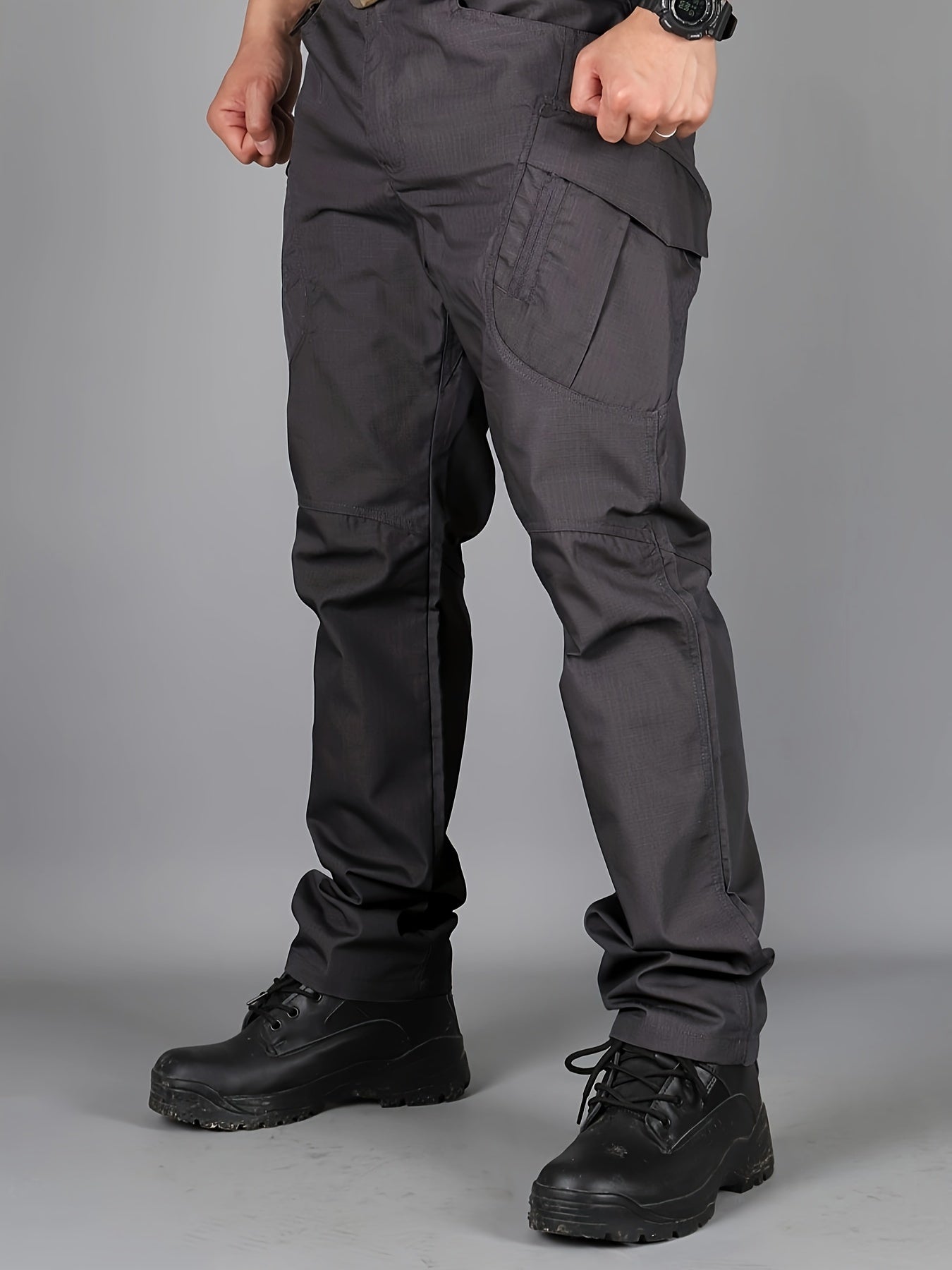 [Tactical Cargo Pants] Lightweight Tactical Men's Cargo Pants | Breathable Polyester, Multiple Pockets, Solid Color Design, Outdoor Hiking, Training, Fishing - Durable Fabric, Multi-Functional, Sporty Style, Camping Gear