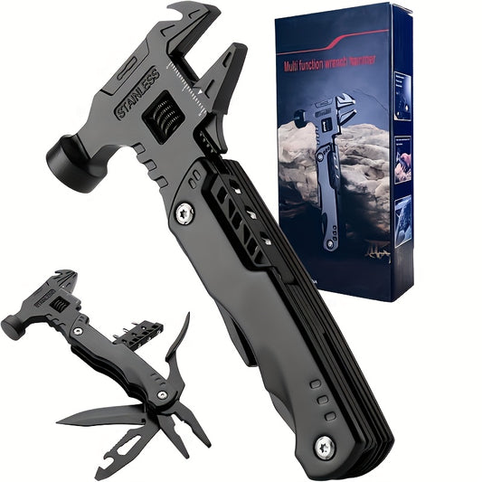 16-in-1 Multitool - Compact DIY Survival Multi Tool With Screwdriver Pliers Bottle Key Knife Adjustable Wrench, Perfect Valentine'S Day Gift For Dad And Boyfriend Cool Gadgets Camping Gear Pocket Tool Hammer Multitool