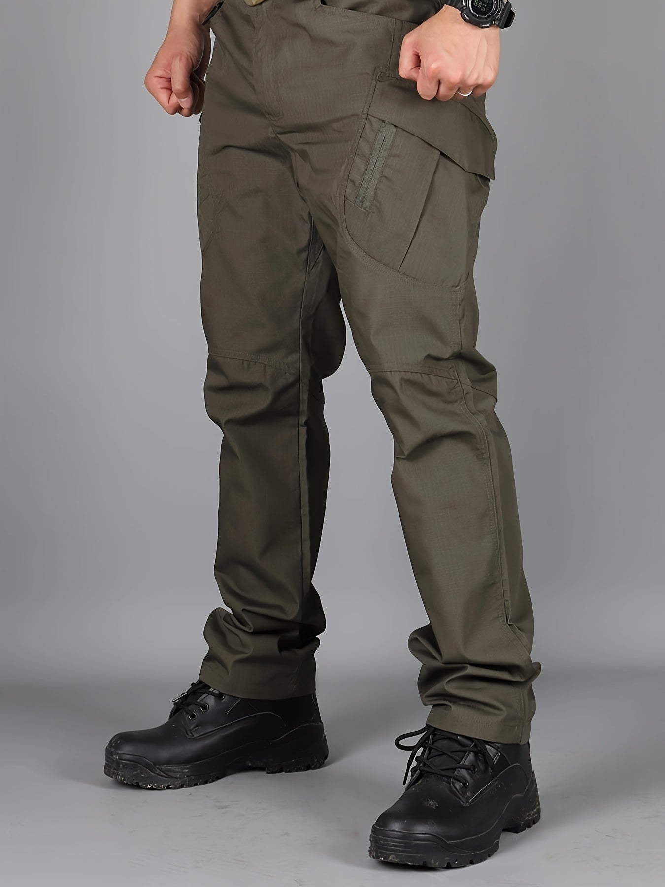 [Tactical Cargo Pants] Lightweight Tactical Men's Cargo Pants | Breathable Polyester, Multiple Pockets, Solid Color Design, Outdoor Hiking, Training, Fishing - Durable Fabric, Multi-Functional, Sporty Style, Camping Gear
