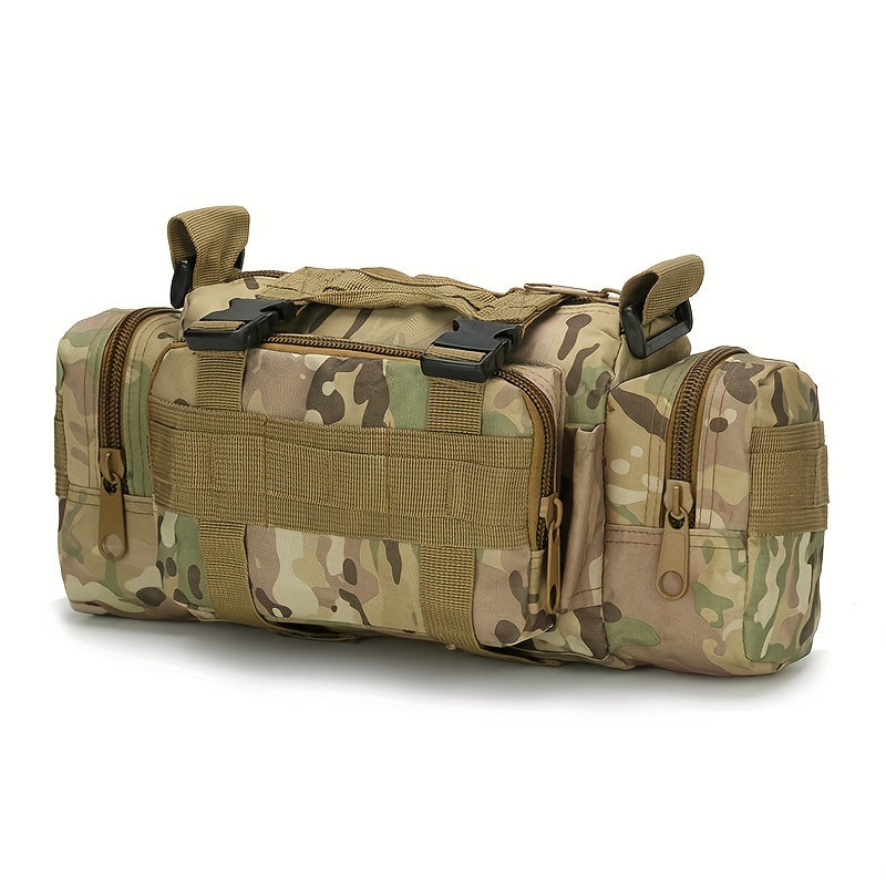 Durable 600D Nylon Crossbody Bag for Outdoor Activities - Fishing, Hiking, Camping Shoulder Pouch with Adjustable Strap, Multiple Camo Patterns, Black, Camping Gear | Camouflage Pattern | Tactical Gear
