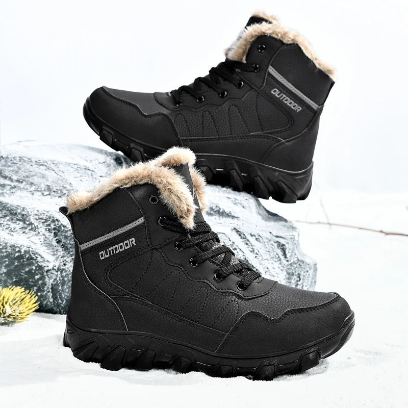 Outdoor Snow Boots Men's Sport Hiking Shoes Combat Add Plush Warm Winter Boots for Men