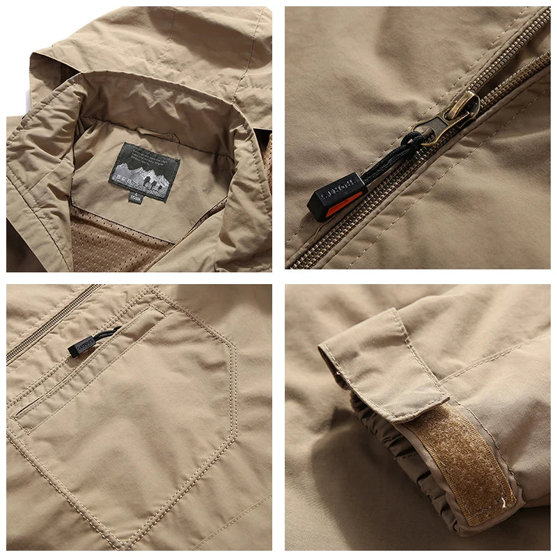 Outdoor Men's Hiking Jackets Hooded Waterproof Windbreaker Winter Coat 2022 Casual Jacket Tactics Military Cloak Techwear