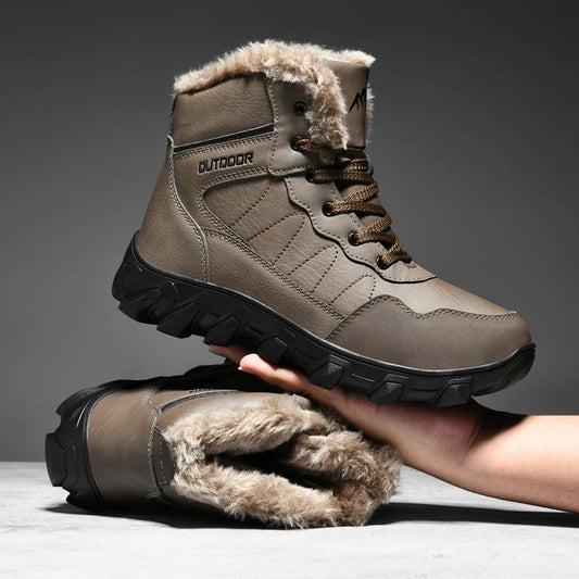 Outdoor Snow Boots Men's Sport Hiking Shoes Combat Add Plush Warm Winter Boots for Men