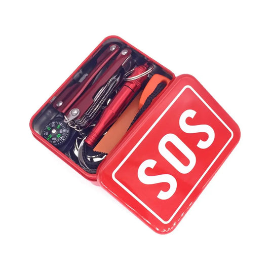 Outdoor Survival Box Emergency Tool Kit Lightweight Compact Hiking Gear Life Preserver SOS Case Multipurpose Storage