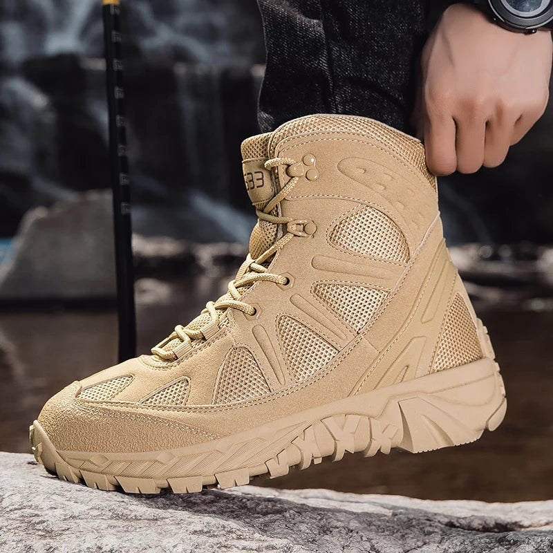 New Tactical Boots Outdoor Camping Military Style Men's Spring Summer Season Hiking Shoes Comfortable Breathable Sports Gear