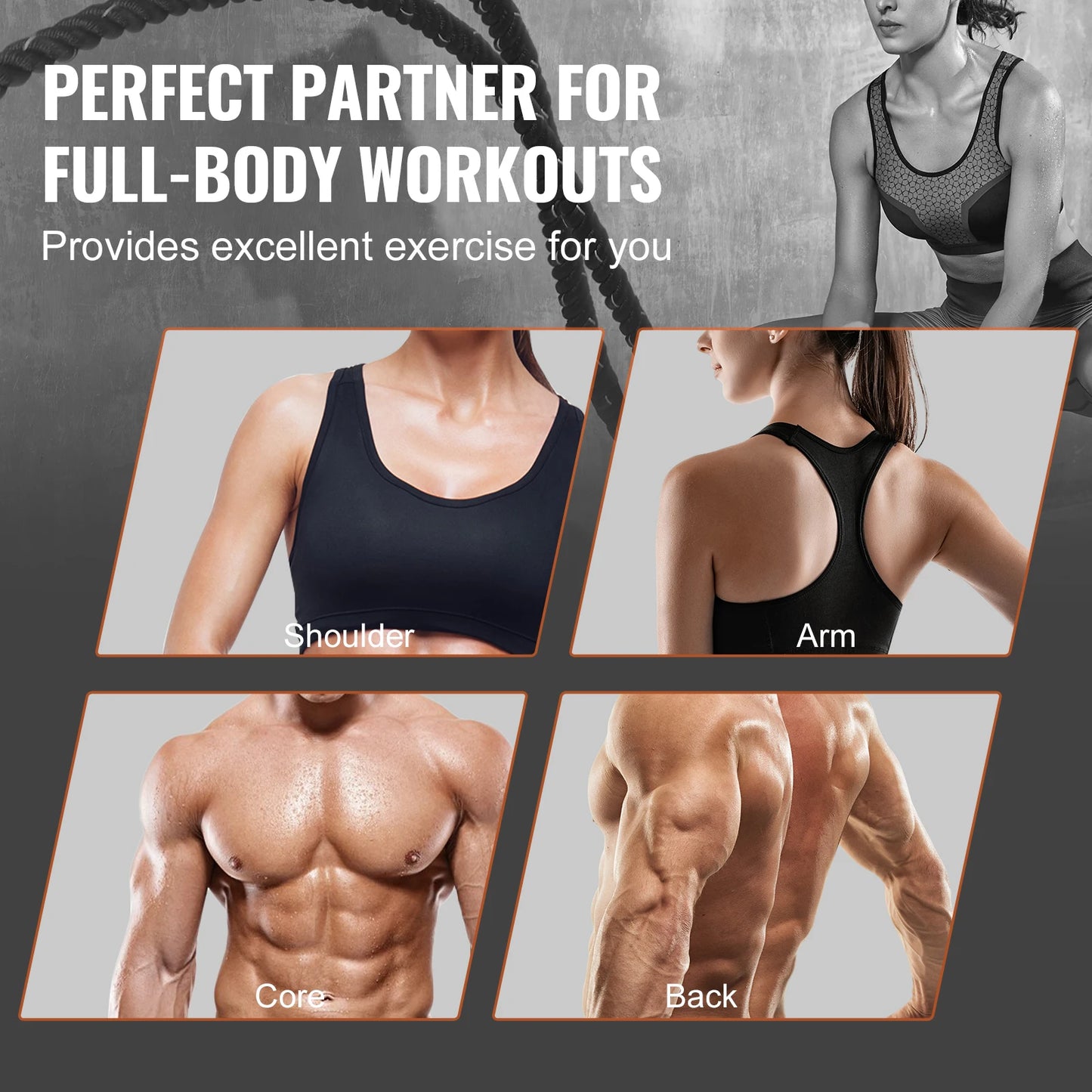 SucceBuy Battle Rope 1.5 Inch Diameter 30Ft Length  for Home Gym  Body Workout Core Strength Training Muscle Building Fitness