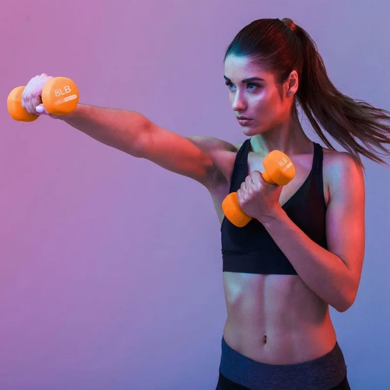 HolaHatha Neoprene Dumbbell Free Hand Weight Set with Rack, Ideal for Home Exercises to Gain Tone and Definition