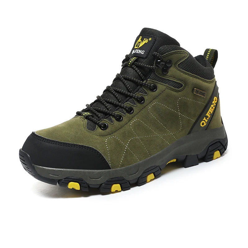Hiking Sneakers Men Autumn Winter Outdoor Shoes Warm Fur Non Slip Fashion Cowboy Lace Up Ankle Padded Boots Felt Snow Footwear