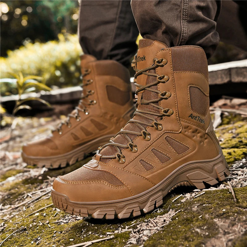 Hiking Shoes Men High-top Boots Thick-soled Lace-up Anti-slip Outdoor Boots Men Casual Durable Combat Boots Me Ankle Boots