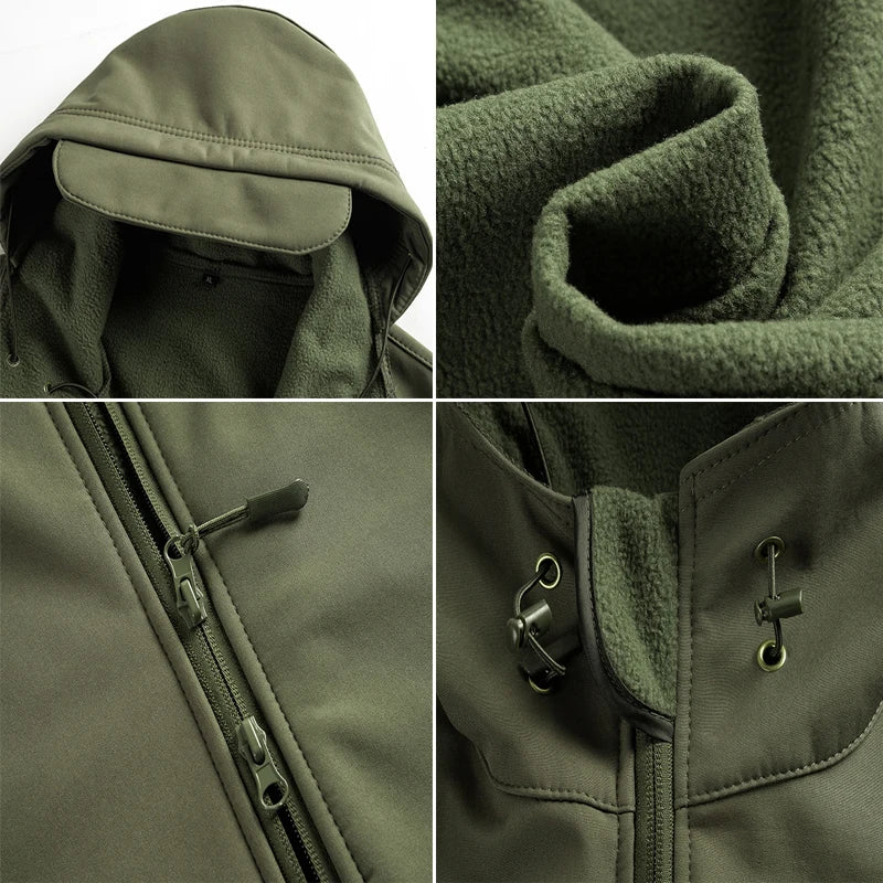 Autumn Winter Mens Army Tactical Jackets Men Softshell Warm Waterproof Action Jacket Men Mountain Ski Windbreaker Hooded Coats