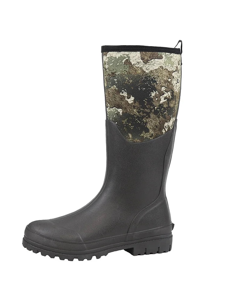 Men's High-Cut Printed Rain Boots Outdoor Hunting Fiing oes Waterproof Non-Slip Camouflage Water oes Rubber Boots