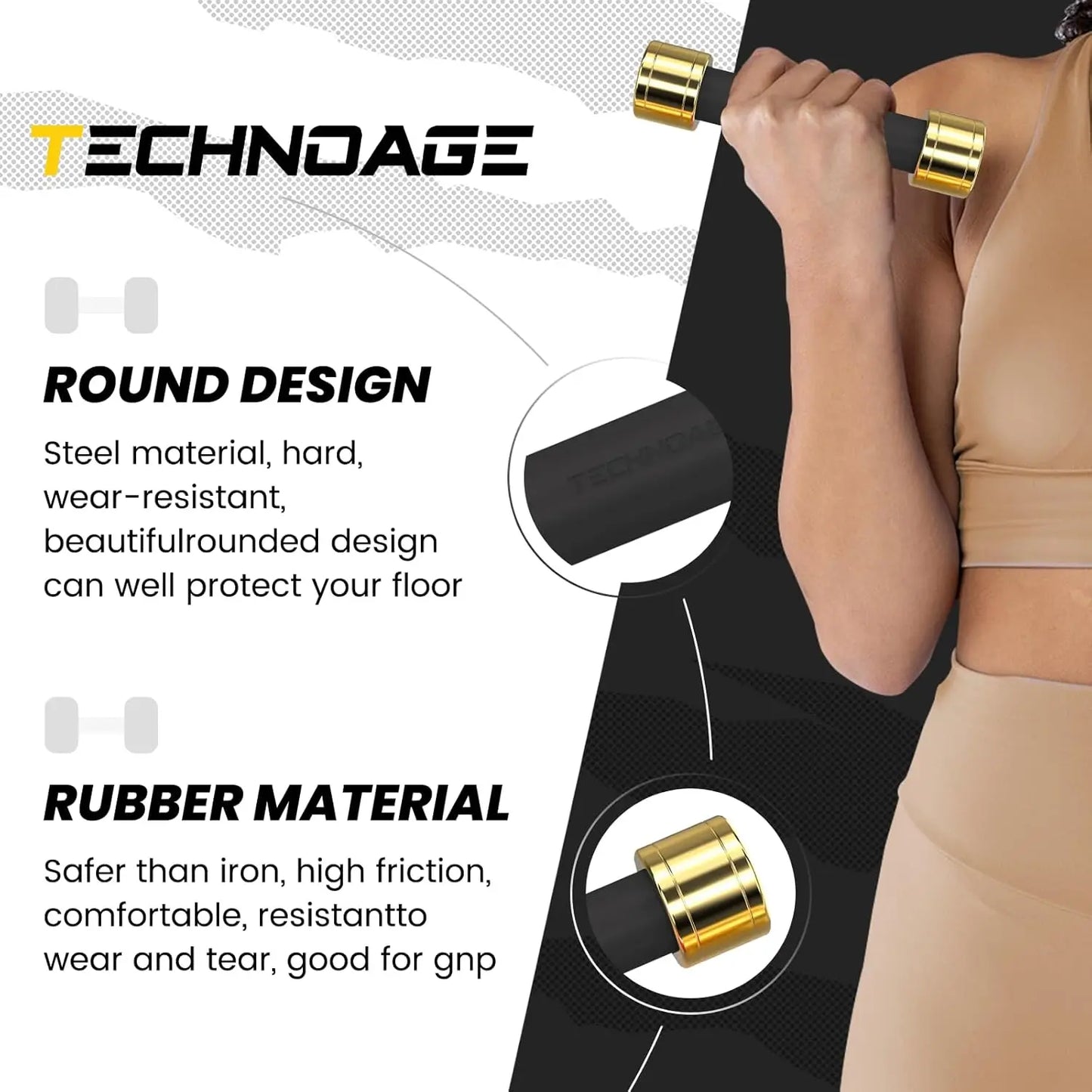 Round Dumbbell Sets with Steel Handle Odorlessrubber Handle Cover